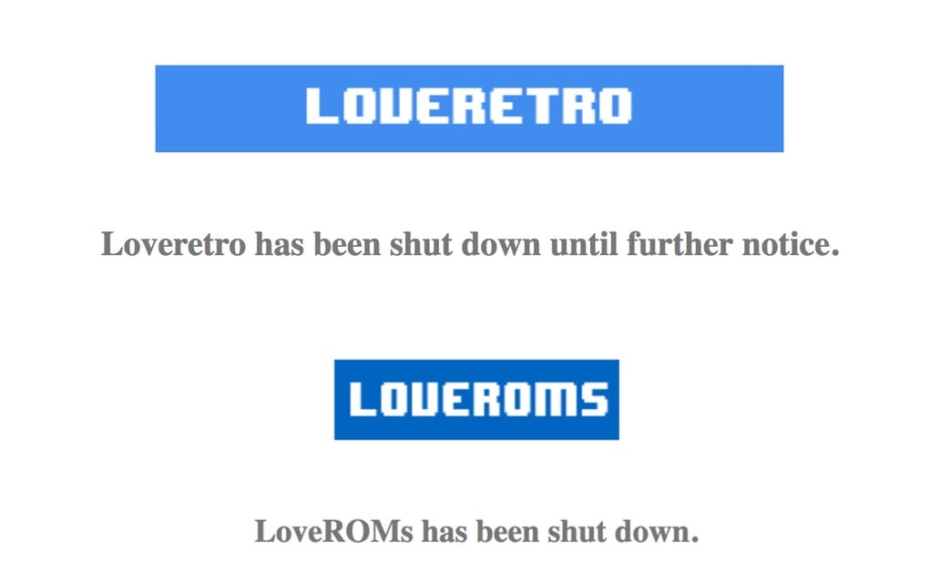 loveretro loveroms shutdown