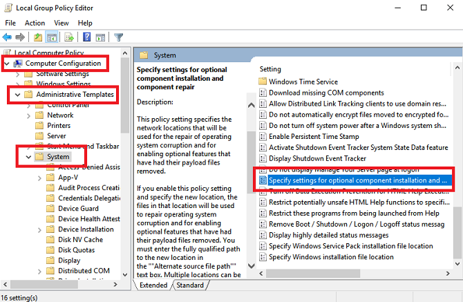 local group policy editor optional component installation