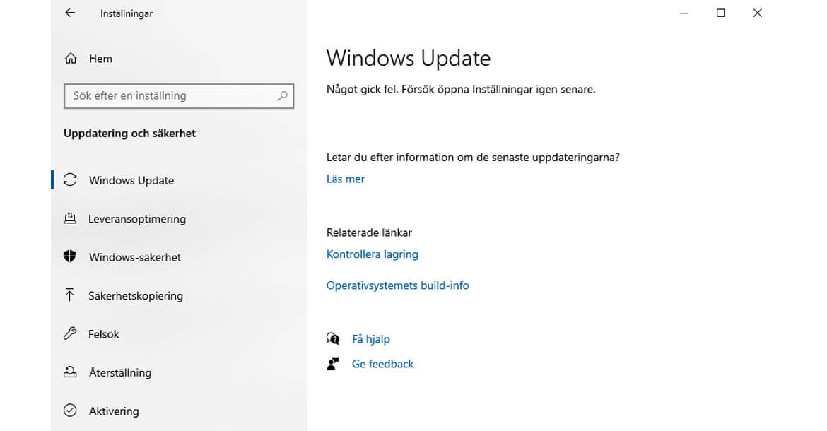 windows 10 windows update nagot gick fel error